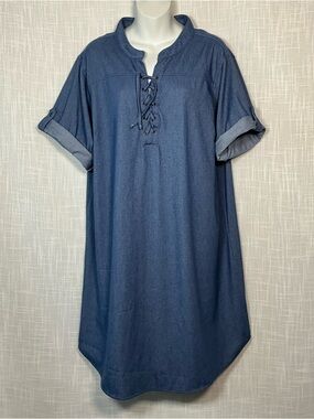Bobbie Brooks Dress Size 2X Denim  Lace-Up